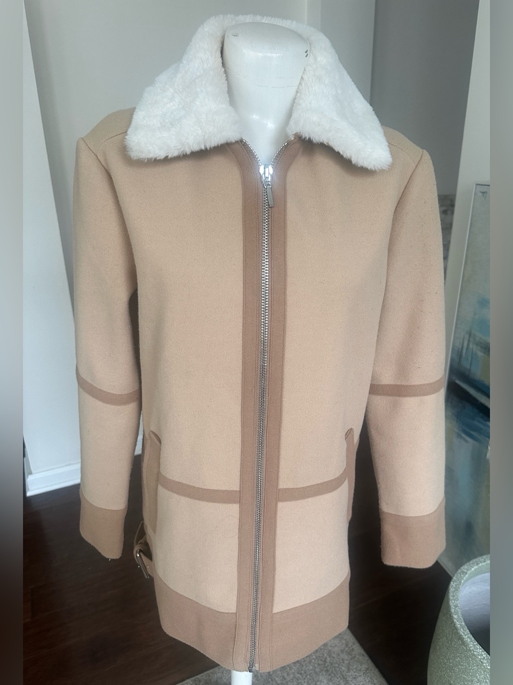 Bagatelle. NYC Tan Full Zip Car Coat S